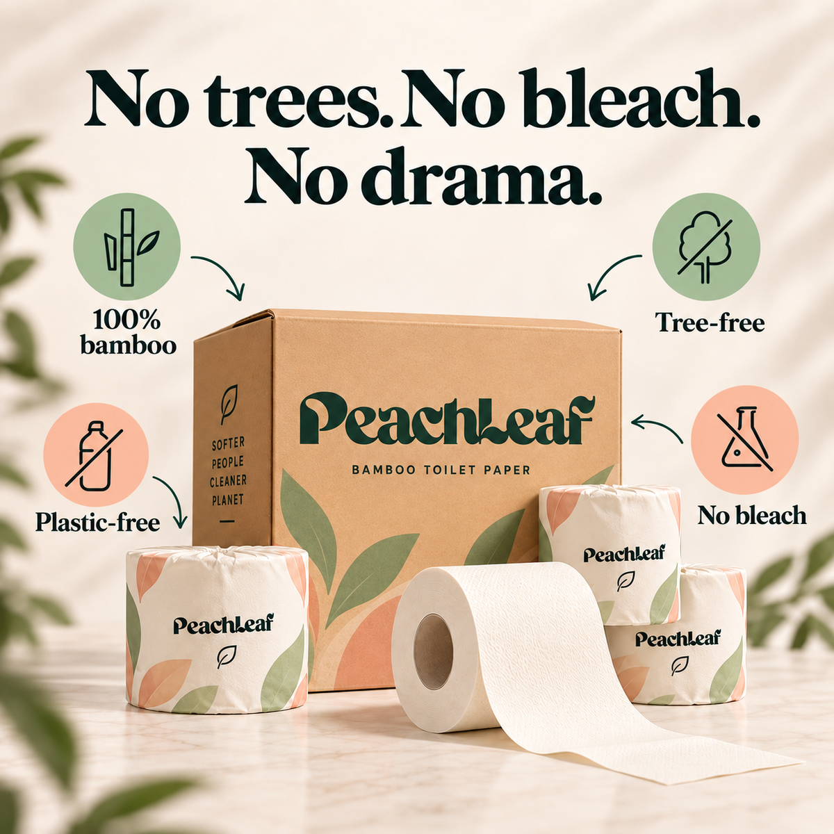 PeachLeaf™ Bamboo Toilet Paper